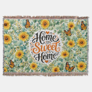 Home Sweet Home Eucalyptus With Yellow Flowers Throw Blanket