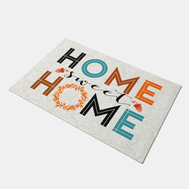 Home Sweet Home Fall Wreath Doormat (Angled)