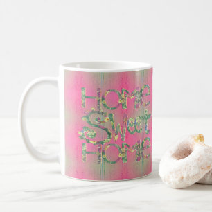 "Home Sweet Home" Floral Font Coffee Mug