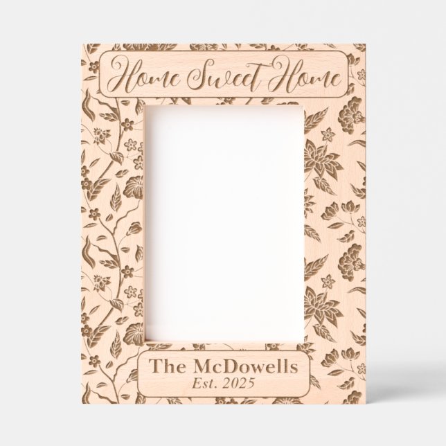 Home Sweet Home Floral Laser Etched Picture Frame (Front)