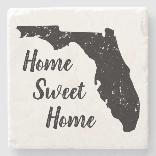 Home Sweet Home Florida state map silhouette Stone Coaster (Front)