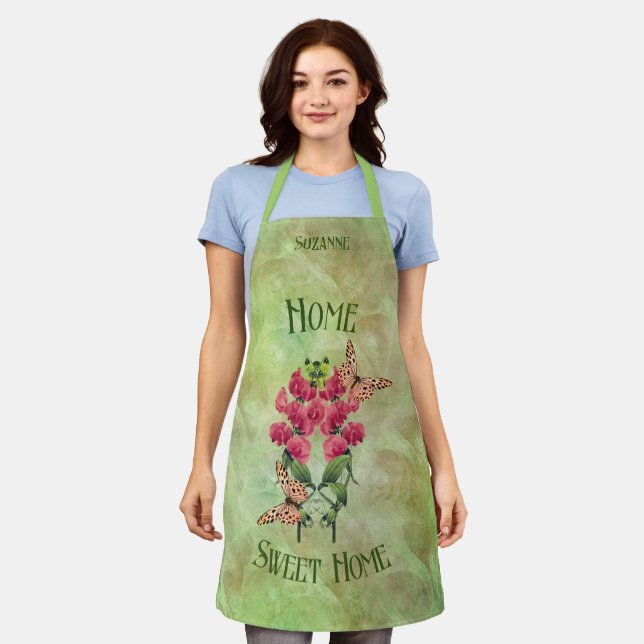 Home Sweet Home Flowers And Butterflies  Apron (Worn)