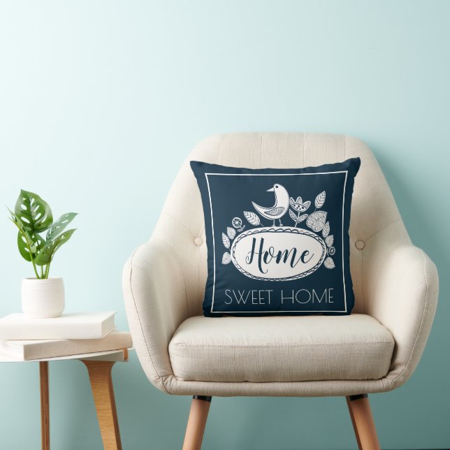 Home Sweet Home | Folk Art Scandinavian Birds Cushion (Chair)
