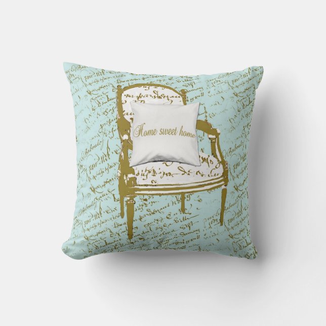 Home Sweet Home, French Script Cushion (Front)