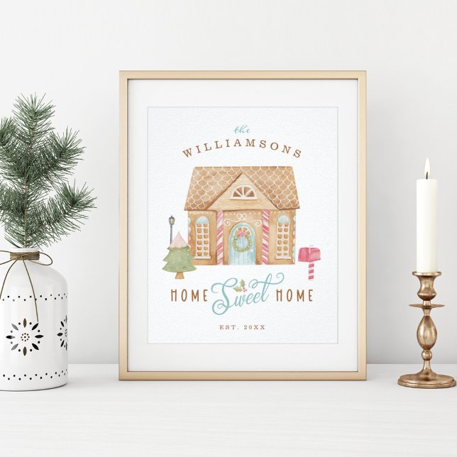 Home Sweet Home Fun Watercolor Gingerbread House Poster (Creator Uploaded)