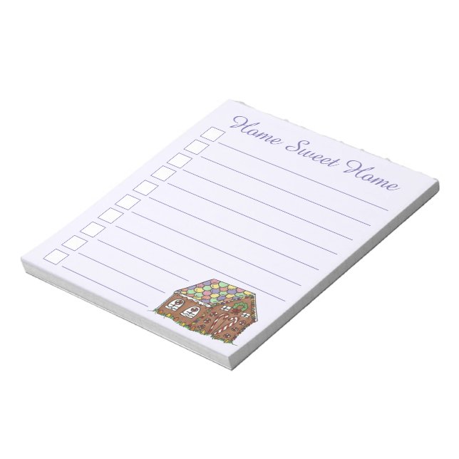 Home Sweet Home Gingerbread House Holiday Notepad (Rotated)