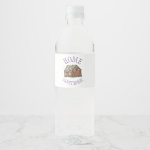 Home Sweet Home Gingerbread House Holiday Water Bottle Label