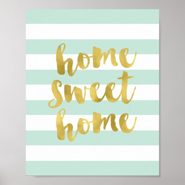 Home Sweet Home Gold and Mint | Art Print (Front)