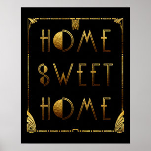 Home Sweet Home Gold Art Deco Sign