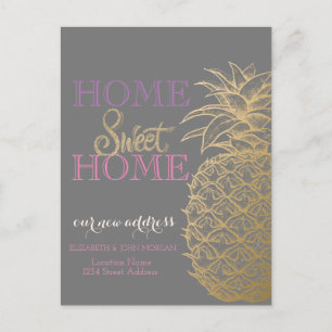 Home Sweet Home,Gold Pineapple  New Address  Announcement Postcard