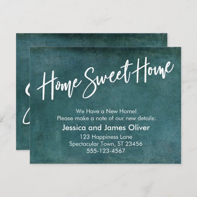 Home Sweet Home Grunge Teal Announcement (Front/Back)
