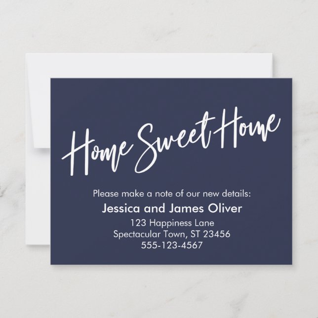 Home Sweet Home Handwriting Navy Announcement (Front)