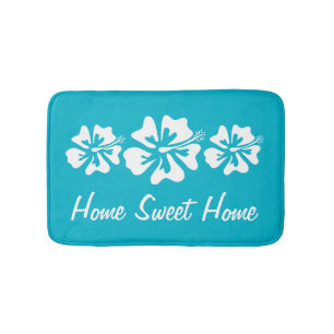 Home sweet home hibiscus flower non slip bath mat