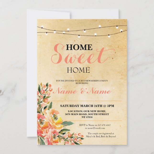 Home Sweet Home Housewarming Invitation Invite (Front)