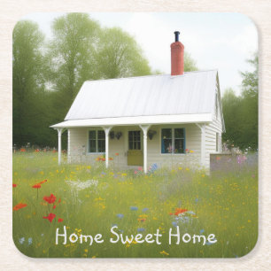 Home Sweet Home Housewarming Square Paper Coaster