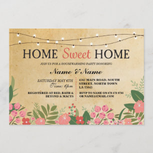 Home Sweet Home Housewarming Vintage Floral Invite