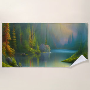 Home Sweet Home in the woods  Beach Towel