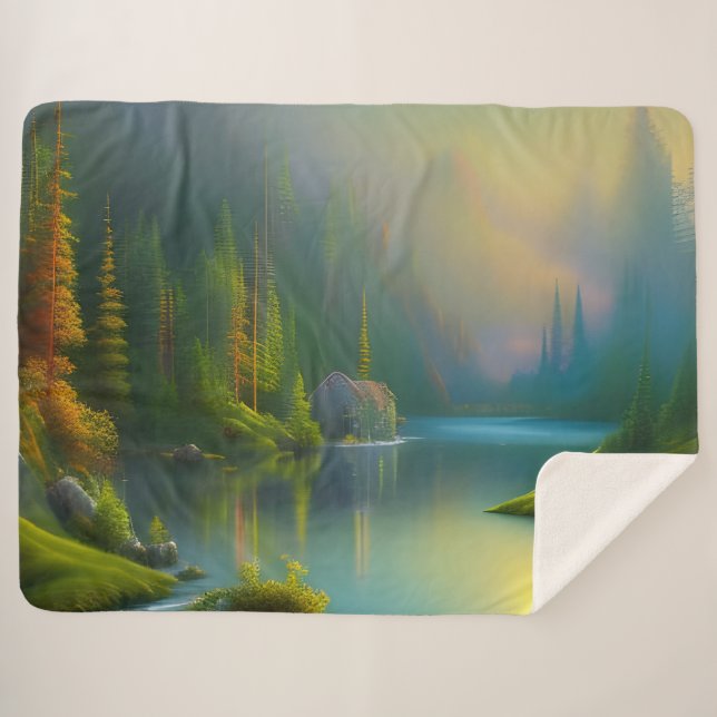 Home Sweet Home in the woods  Sherpa Blanket (Front (Horizontal))
