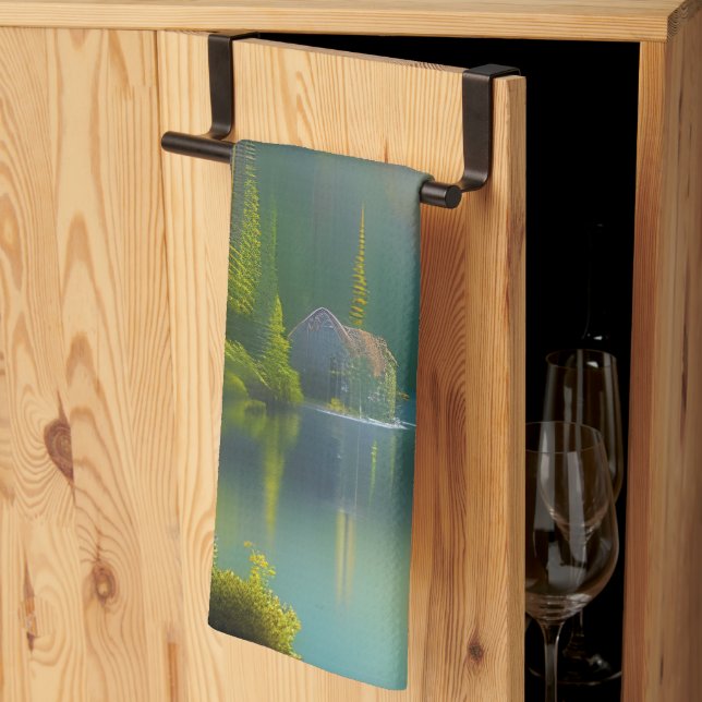 Home Sweet Home in the woods   Tea Towel (Thirds Fold)