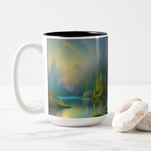 Home Sweet Home in the woods Two-Tone Coffee Mug