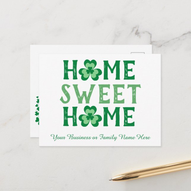 Home Sweet Home Irish Shamrock Clover Postcard (Front/Back In Situ)