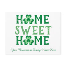 Home Sweet Home Irish Shamrock Clover Postcard