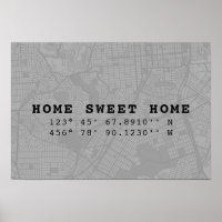 Home Sweet Home | Map & Custom Coordinates | Gray