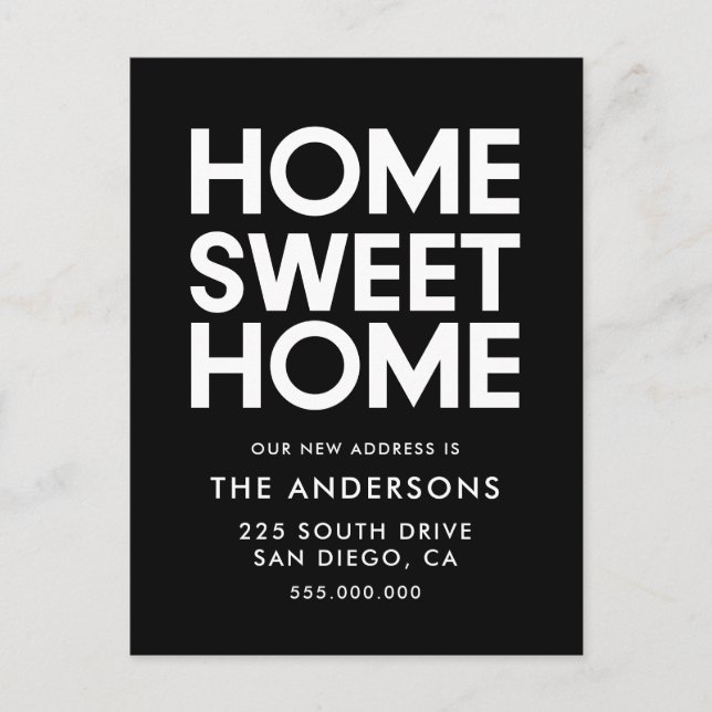 Home sweet home Minimalist moving announcement Postcard (Front)