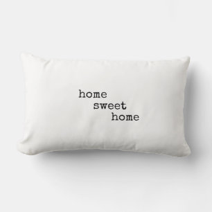 home sweet home minimalist style decor on white lumbar cushion