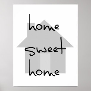 home sweet home modern black white grey simple poster