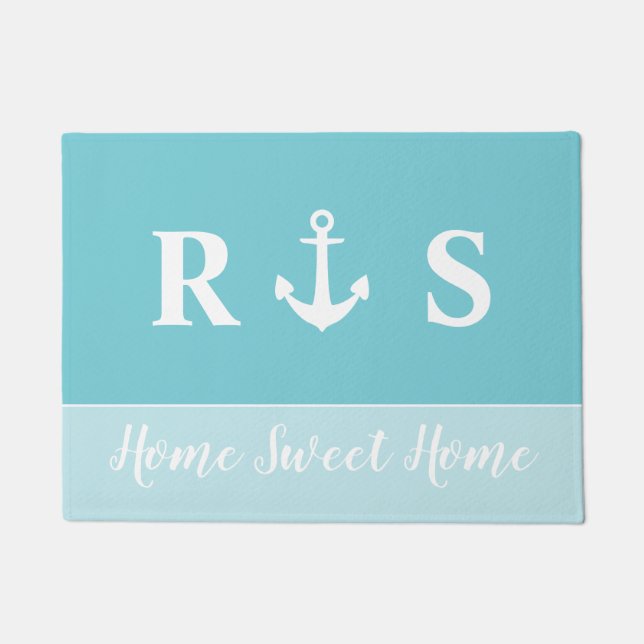 Home Sweet Home Monogram Anchor Doormat (Front)