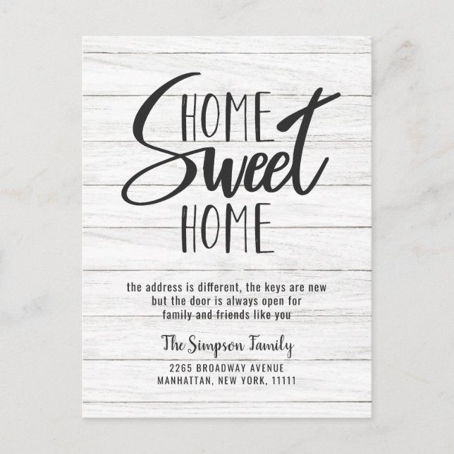 Home Sweet Home Moving Announcement Postcard (Front)