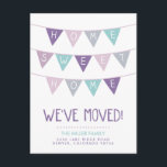 Home Sweet Home Moving Announcement Postcard<br><div class="desc">Cute and simple modern moving announcement postcard design featuring an adorable multi colour bunting flag banner that says HOME SWEET HOME in a handwritten font with space to add your new address below. Add a message on the back or leave blank to write a handwritten note. Click the CUSTOMIZE IT...</div>