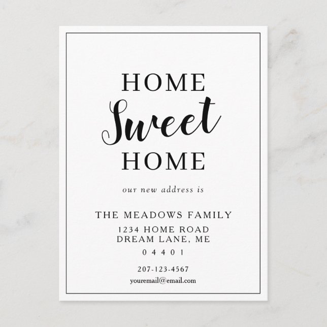 Home Sweet Home Moving Minimalist Create Your Own Announcement Postcard (Front)
