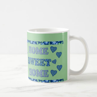 Home Sweet Home Mug: Blue Periwinkles and Checks Coffee Mug