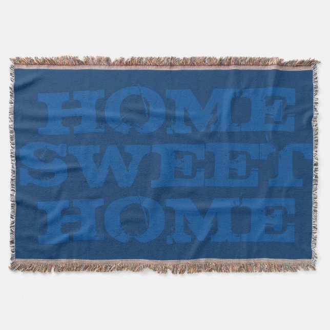 Home sweet home navy blue woven throw blanket (Front)