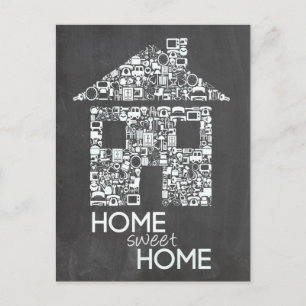 Home Sweet Home New Address Chalk Board Announcement Postcard