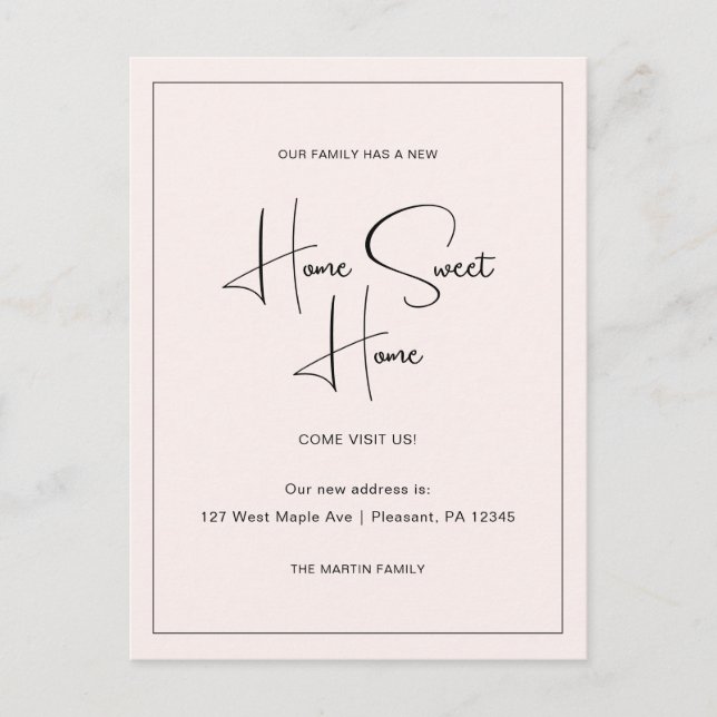 Home Sweet Home New Address Moving Announcement Postcard (Front)
