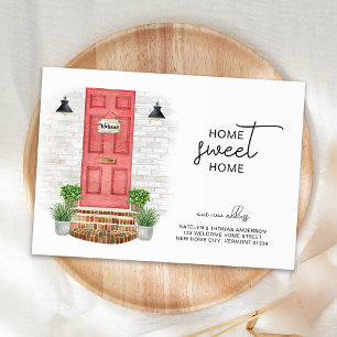 Home Sweet Home New Address Red Door Watercolor Card
