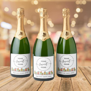 Home sweet home new home gift from agent sparkling wine label