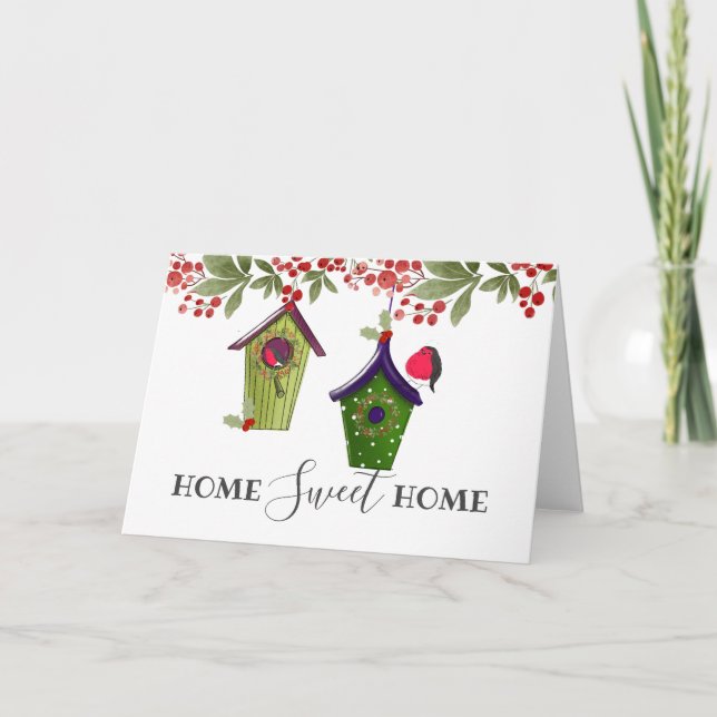 home sweet home new home housewarming bird house card (Front)