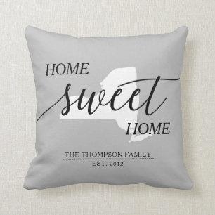 Home Sweet Home NY State Family Name Throw Pillow