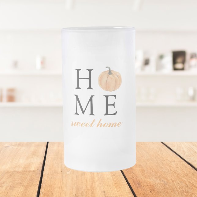 Home Sweet Home | Orange Pumpkin | Fall Season Frosted Glass Beer Mug (Creator Uploaded)