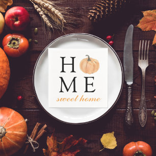 Home Sweet Home   Orange Pumpkin   Fall Season Napkin