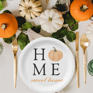 Home Sweet Home   Orange Pumpkin   Fall Season Paper Plate