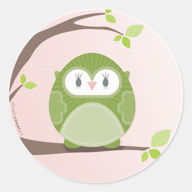 HOME SWEET HOME :: Owl in a tree 2 Classic Round Sticker (Front)