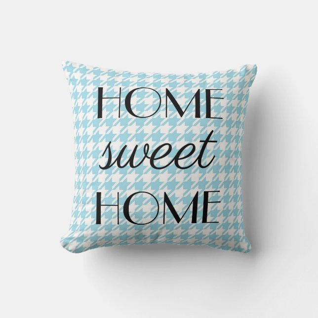 Home Sweet Home Pastel Light Blue Pepita Pattern  Cushion (Front)