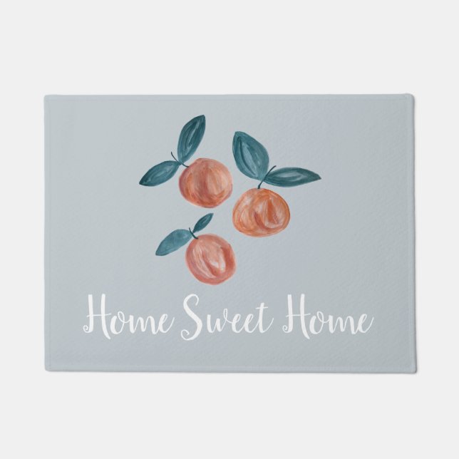Home Sweet Home Peaches Grey Floor Mat (Front)