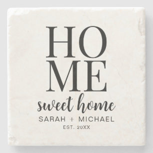 Home Sweet Home Personalised Family Stone Coaster
