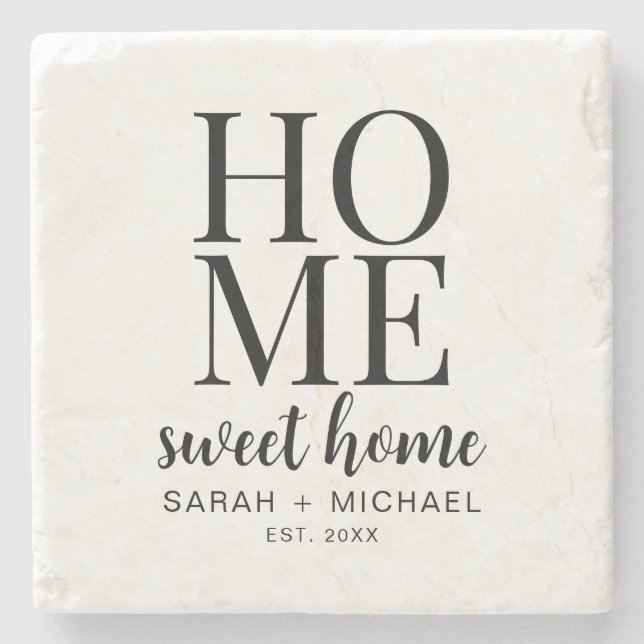 Home Sweet Home Personalised Family Stone Coaster (Front)